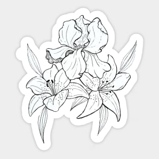 Iris and tiger lilies Sticker